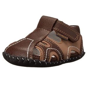 NIB Pediped Originals Brody Fisherman Leather Sandals Baby Shoes Brown Tan 6-12m